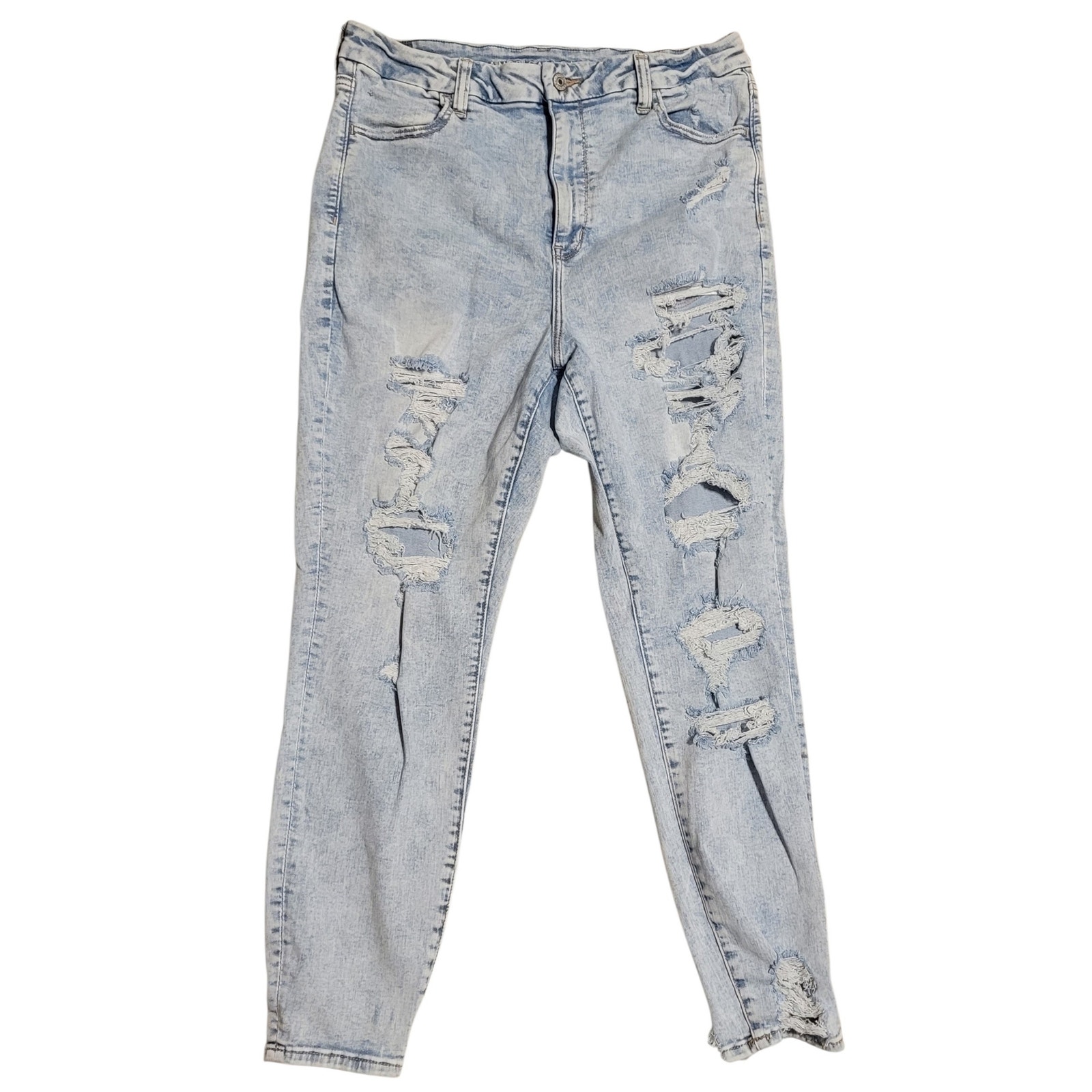 American Eagle Women's Curvy Super Hi-Rise Jegging Distressed Jeans Size 16 Euc